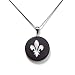 Sterling Silver Charcoal Chinese Jade Fleur-de-Lis Disc Pendant Sterling Silver Charcoal Chinese Jade Fleur-de-Lis Disc Pendant