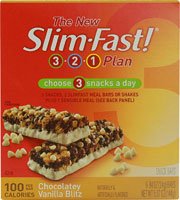 Slim-Fast 3-2-1 100-Calorie Snack Bars , Chocolatey Vanilla Blitz, 6 pk