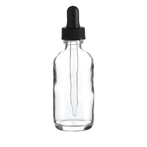 All 4 You 2 Oz (60 ml) CLEAR Boston Round Glass Bottle w/ Dropper - Pack of 12