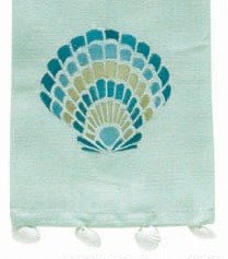 Emroidered Scallop Guest Hand Towel w/ Seashells