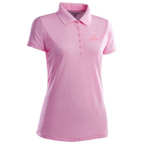 Houston Astros Womens Pique Xtra Lite Polo Shirt (Pink) - Large