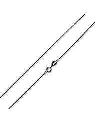 Black Rhodium Plated Sterling Silver Italian Box Chain 1.2MM ( 16", 18", 20" 22", 24", 30" Inch Lengths)