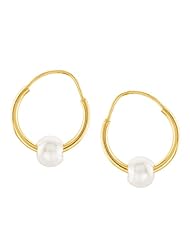 White Freshwater Cultured Pearl Earrings in 14kt Yellow Gold - Hinge Backs