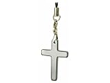 SILVER METAL CROSS CELL PHONE CHARM - RETAIL PACKAGING