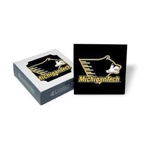 Set of 4 Ceramic Coasters (4x4) Huskies Coaster Set Michigan Tech Beverage Drinkware by 