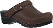 Women's Ingrid Clogs in Antique Brown Oiled Leather, by Sanita