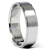 Mens Solid 950 Palladium Brushed Comfort Fit Wedding Ring 6 MM Mans Band 7-12