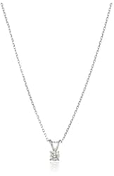 14k White Gold Round Cut Diamond Solitaire Pendant Necklace (1/4 cttw, K-L Color, I1-I2 Clarity), 18"