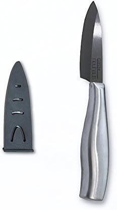 Casa Neuhaus Black Series Ceramic Knives Ultra Deluxe Set - Paring, Utility, Santoku & Chef's Knife with Stainless Steel Handle - Sheath and Gift Box
