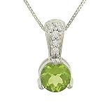 Round Peridot Pendant with Pave Diamond Bail .07cttw