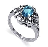 Fabulous Oval Blue Topaz Cubic Zirconia Band .925 Sterling Silver Ring