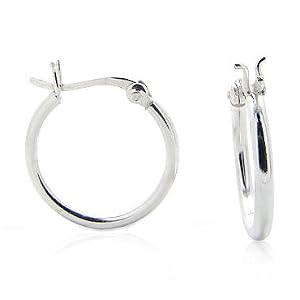 Click here to buy Round Hoops Small 14mm V-Latch Sterling Silver Hoop Earrings - Nickel Free by Silver Insanity.