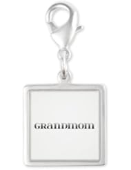 CafePress Grandmom Carved Metal Silver Square Charm Silver Square Charm