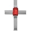 14K White Gold Ruby Cross Pendant