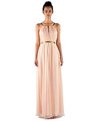 Open-Back Crinkled Halter Chiffon/Metallic/Polyester/Satin Evening Dress/Bridesmaid Dress 