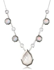 Judith Jack "Waterfall" Sterling Silver, Marcasite and Blue Opal Mother-of-Pearl Frontal Necklace, 18"