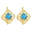 14K Yellow Gold Swiss Blue Topaz Earrings