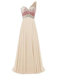 Beaded Chiffon One Shoulder Evening Dress/Homecoming Dress/Bridesmaid Dress/Prom Dress/Wedding Party Dress 