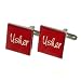 Ring Bearer Burgundy & Silver Coloured Square Cufflinks with Free Gift Box - Ringbearer Wedding Gift (Pic shows Usher design)