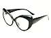 Retro Chic Vintage Style Clear Lens Thick Frames Cat Eye Glasses (Black)
