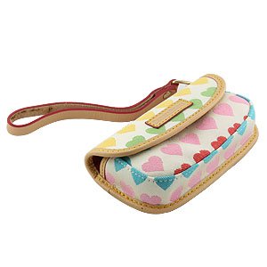 New Dooney & Bourke Rainbow Hearts Universal Pouch Nylon Material W/ Leather Trim Magnetic Closure