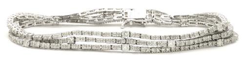 4.13ct elegant triple strand 14K white gold diamond bracelet