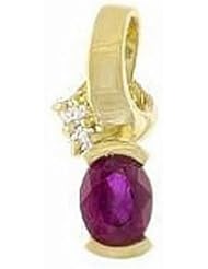 14K Yellow Gold Ruby and Diamond Pendant -- LIFETIME WARRANTY