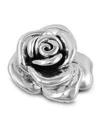 Rose Flower Italian .925 Sterling Silver Brooches / Pin (50mm)