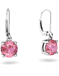Created Pink Sapphire 14kt White Gold Lever Back Earrings