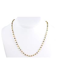 14k Gold Vermeil Tourmaline Necklace Amber Brown Green Natural Faceted Gemstone Chain