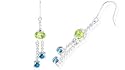 Oval Round Cut Peridot London Blue Topaz Dangling Earrings Sterling Silver