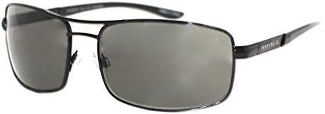 Perry Ellis Mens Sunglasses Black , Metal Rectangle Aviator, Solid Smoke Lens PE41 2