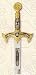 Miniature Damascene Knight Templar Sword Letter Opener By Marto of Toledo Spain