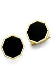 Solid 14K Men's Gold and Onyx Stud Set