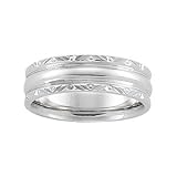 14K White Gold Comfort Fit Beveled Edged Wedding Band For Men and Women - Sizes 5 - 12