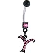 Black Anodized Pink Jeweled Initial Belly Ring-Letter Y
