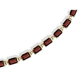 14K Yellow Gold Genuine Emerald-cut Garnet Bracelet by Jewels For Me