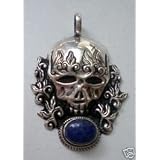 .925 Silver Lapis Tibetan Skull Pendant Charm Jewelry