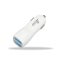 X5 Mobile Fast Dual USB Car Charger 2.1Amps / 10W Designed for all Apple and Android Devices - White