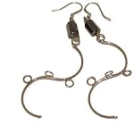 Hematite Earrings 08 Dangle Silver Curve Metallic Gemstone Black Crystal 3