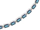 14K White Gold Emerald-cut Created Alexandrite Bracelet