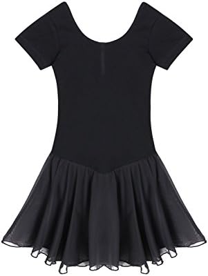 SandraSantos Girls' Dance Leotard Ruffle Sleeve Black(FBA) 160(Age for 10-11Y)