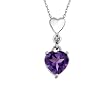 Amethyst Heart Pendant with Diamonds 1.05 Carat (ctw) in 10K White Gold with Chain