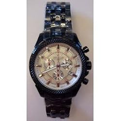 INVICTA SIGNATURE AIR LEGEND BLACK IONIC CHRONOGRAPH WATCH SILVER DIAL 7169.