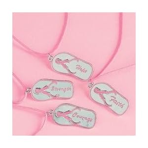 Click here to buy Breast Cancer Awareness Metal Flip-Flip Flop Necklace.