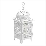 White Scrollwork Candle Lantern - Style 38332