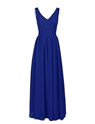 V-neck Sleeveless Chiffon Lace-Up Bridesmaid Dress/Prom Dress/Party Dress 