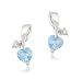 10k White Gold Heart Blue Topaz Diamond Earrings (0.01 cttw, I-J Color, I2-3 Clarity)