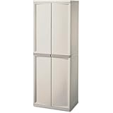 Sterilite 01428501 4-Shelf Cabinet with Putty Handles, Platinum