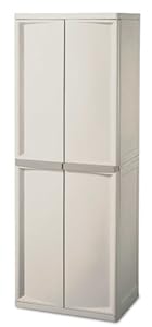 Sterilite 01428501 4-Shelf Utility Cabinet with Putty Handles, Platinum